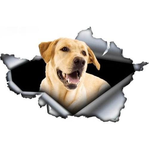 Creative Animal Original Design Cute Yellow Labrador Retriever 3D Torn Metal Car Decal Vinyl Trunk Bumper Custom Decal Kk13*9cm