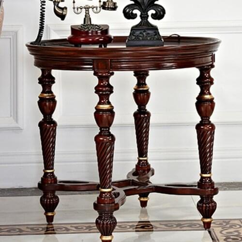 American Country Creative Living Room Sofa Side Table Side Table European Small Solid Wood Retro Small Round Table
