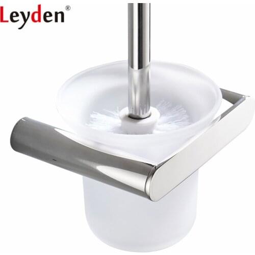 Leyden Blackened Chrome Brushed 304 Stainless Steel Glass Wall Mounted Antirust Toilet Brush Holder For Bathroom Accessories