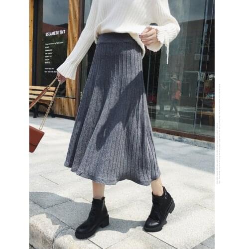 Hot-Selling Fashion Trend Autumn Winter Womens Pleated Gold Silk Mid-Length Skirt Trendy Casual Pure Color Elegant Versatile