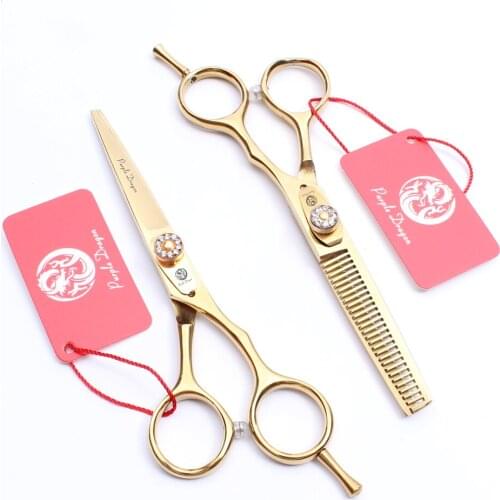 6.0" 17.5cm Gold Color Purple Dragon Hairdressing Scissors Thinning Scissors Cutting Shears Professional Hair Scissors Set Z1020