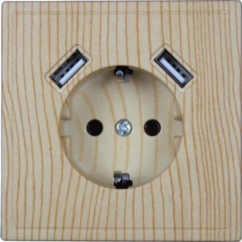 Wall electronic socket eu standard power outlet with dual home usb plug charger power socket with usb Tree color J5-01