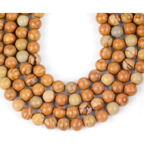 Natural Wood Jaspers Stone Round Loose Beads For Jewelry Making 4-12mm Spacer Beads Fit Diy Bracelet Necklace Accessory 15