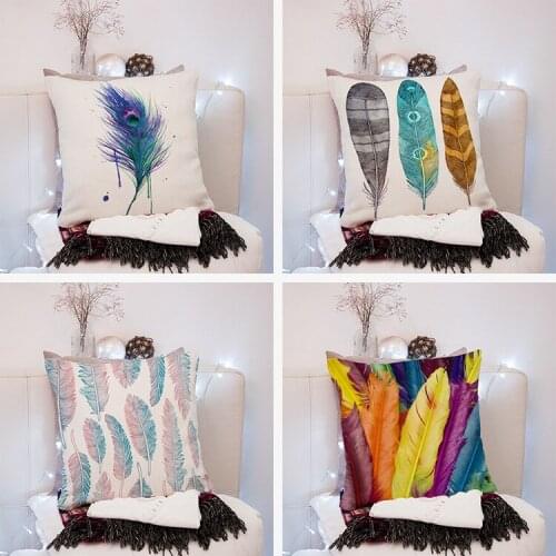 Home Pillowcase Sofa Cushion Cover Linen Short Plush Feather Bedroom Living Room Decoration