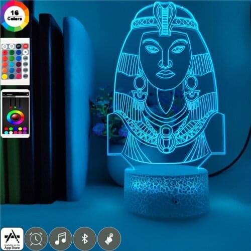 EGYPT QUEEN Night Light LED Room Lava Lamp Atmosphere 3D Nightlight Sincere Gift Smart Phone Control Party Gathering Decoration