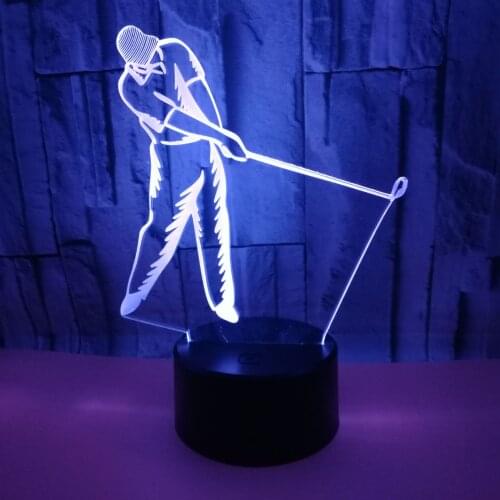 New Golf 3d Lamp Seven Colourful Touch Led Visual Gift 3d Table Lamps Remote touch USB and battery power supply Desk Lamp