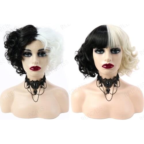 Rebcass Half BLack and Blonde Wigs With Bangs Are Made Of High Temperature Silk Fiber Which Could Be Free Styling For Women