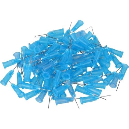 1/2'' Plastic 23Ga +Stuck Connector Stainless Steel Dispenser Needles Liquid Adhesive Glue Syringe Pack of 100