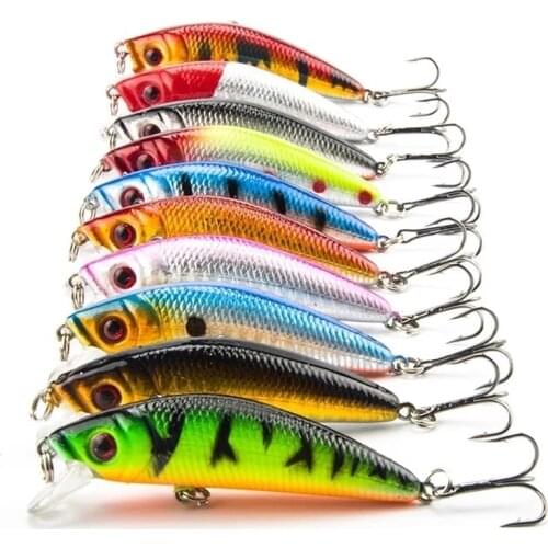 10PCS/Lot Minnow Fishing Lure 7CM 8.5G 6# Hooks Fish Wobbler Tackle Crankbait Artificial Japan Hard Bait Swimbait