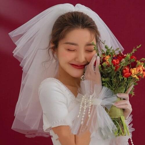 Simple Ivory Color Bridal Veil with Comb Wedding Short Veils Hairwear for Brides для волос аксессуары 2021