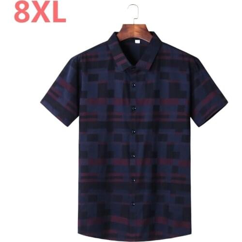 NEW 8XL 7XL Men Casual Shirt Summer European Style New High Quality Fashion Floral Printed Short Sleeve Business Male Shirts