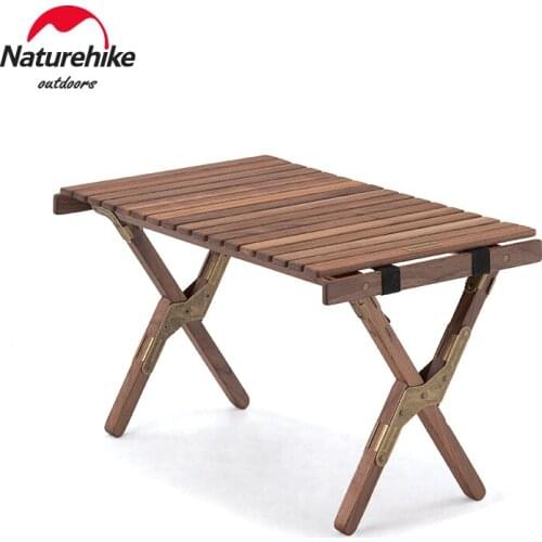 Naturehike Outdoor Folding Egg Roll Table Solid Wood Camping Table Can Be Detached And Folded For Convenient Storage