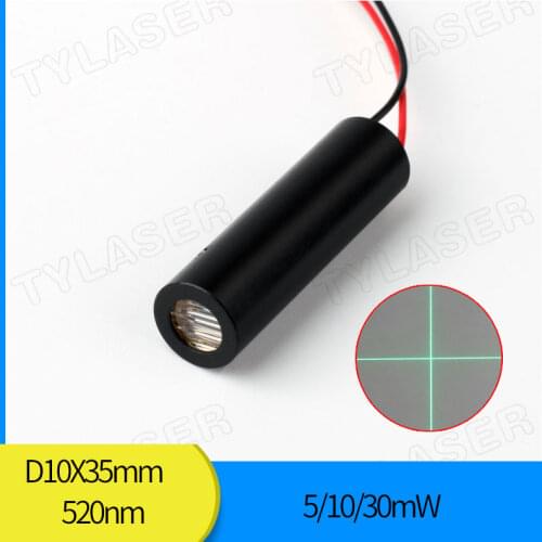 Custom 10mm 520nm 1mW 5mW 10mW 30mW 50mW 80mW Green Glass 110 degree Cross Line Laser Module Industrial Grade APC Driver