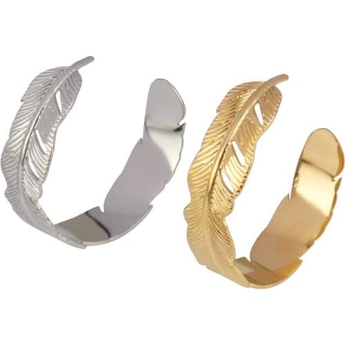 Punk Stainless Steel Bracelet Bangle Bracelet Women Bracelet Harms Bracelet Feather Cuff Opening Bracelet For Women Jewelry Gift