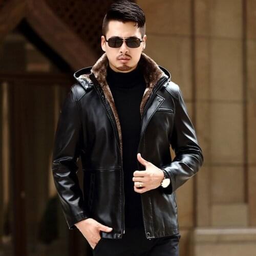 Winter Haining leather mens Plush jacket middle aged thickened sheepskin coat fathers fur