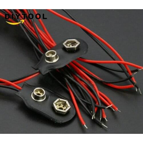 10PCS 9V PP3 9Volt battery snap on clip connector I Type Holder Lead Wire