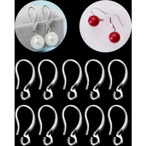 10 Pcs S925 Silver Plated French Ear Hook Ear Wire Earrings DIY Jewelry Findings E56A