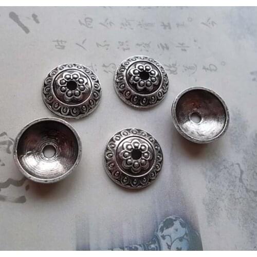 20pcs/lot Classical Decorative Design Round Beads Spacer 14mm Tibetan Silver Beading Earrings End Caps DIY Jewelry Accessories