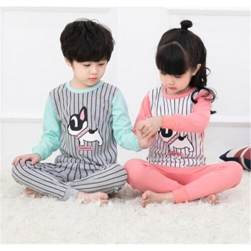 2017 Girls Pajamas Kids Animal Cartoon Long Sleeve Tops+Pants Childrens Nightwear Sleepwear Boys Pyjamas Sets Outfits