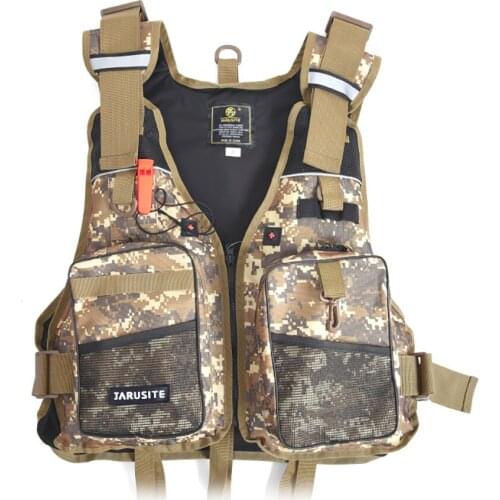 3pcs Buoyancy Windproof Fly Fishing Vest Life Clothing Vest with Emergency Whistle Breathable Lifejacket Aid Sailing Camouflage