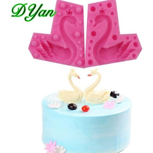 3D Wearing Crown Swan Fondant Cake Silicone Mold Chocolate Mold DIY Cake Baking Decoration Tool A1724