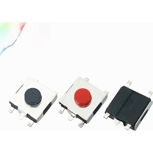 50pcs Free shopping 5 Foot Patch Switch 6 X6x3.1 Red/Black Push Button Switch 4P Small Switches 6*6*3.1
