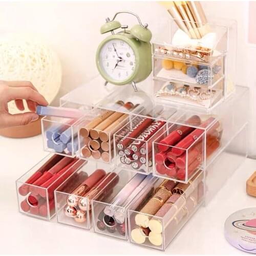 4 Grids Large Capacity Acrylic Cosmetic Storage Box Makeup Brushes Organizer Pencil Lipstick Holder Makeup Tools Organizer Case