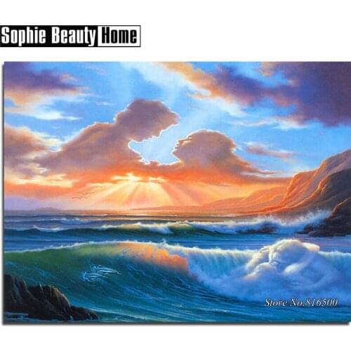 DIY Diamond Embroidery 5D Crystals Diamond Scenery Lovers On Sky Sea Diamond Painting Cross Stitch Kits Rhinestones Gift 187158