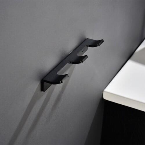 Aluminum Black Robe Hooks Wall Mounted Racks Three Towel Hooks Coat Hooks Rustproof Hanger For Kitchen Hardware Accessories