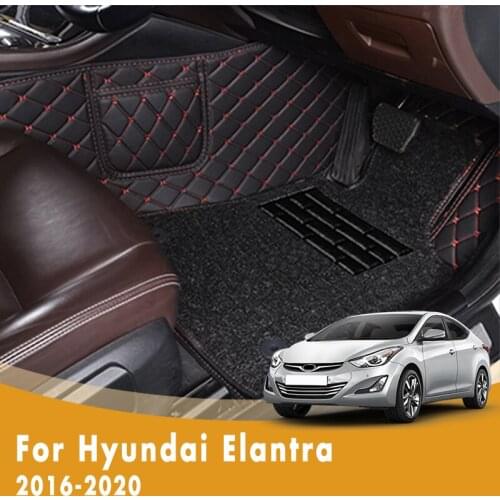 RHD Car Floor Mats For Hyundai Elantra 2020 2019 2018 2017 2016 Double Layer Wire Loop Custom Foot Pads Car Accessories Carpets