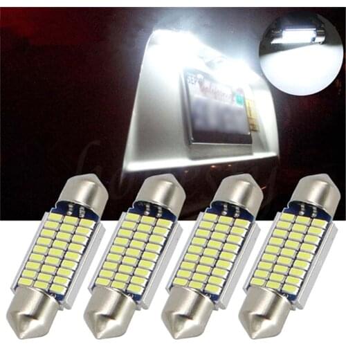 White LED Car Light Double Head Auto Bulb Lamp 3014 27SMD 36MM Aluminum High Brightness LED Bulbs License Plate Lights