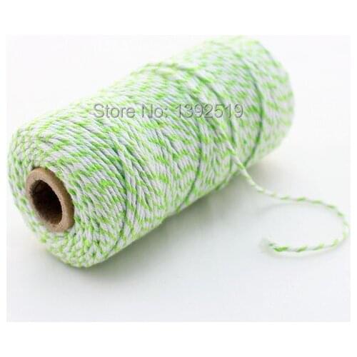 Free Shipping 100spool Cotton Bakers twine 110yards/spool Light Green and White Double Colors Wedding Packaging Bakers Twine