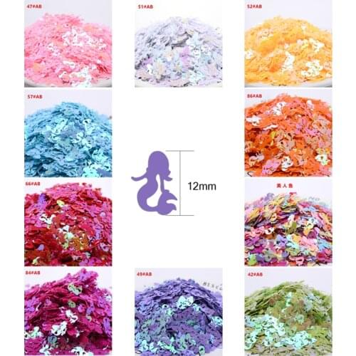 12mm Mermaid shape Sequins Large Shell Loose PVC Sequin for Crafts Sewing DIY Dance Dress Clothing Accessories 10/20/50g
