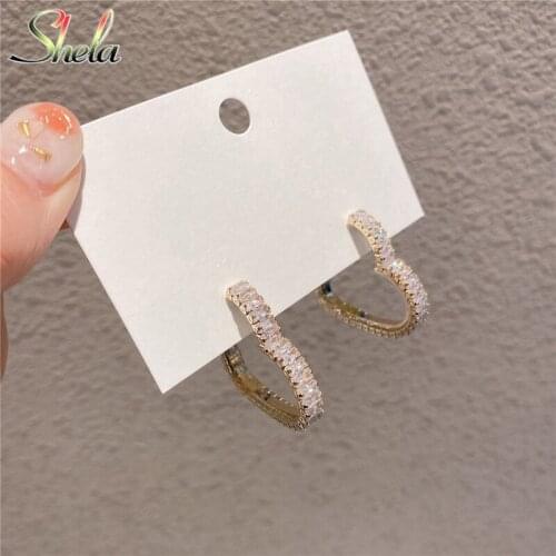 Big Heart Earrings For Women Shining Zirconia Party Korean Fashion Jewelry Acessories Pendientes Wholesale S925 Pin High Quality