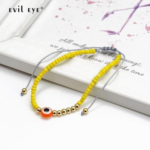 EVIL EYE Multi Color Turkish Evil Eye Bead Bracelet Braided Rope Adjustable Beaded Bracelet Jewelry for Women Girls Men BE143