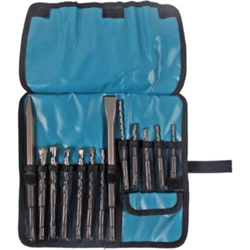 Japan Round Handle Four Pit Hammer Drill Bit Sharp Chisel Flat Chisel 13 PCS Sets Impact Drill Set
