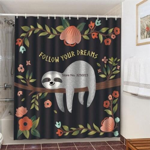 Nordic Cartoon Fox Printed Bathroom Decorative Bath Curtains Set Shower Curtains Bath Door Window Blackout Screen Large Size 180