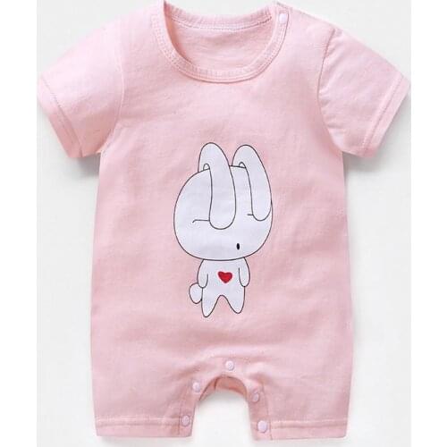 ZWF878 Newborn Baby Summer Short Sleeved Rompers Cotton Unisex Baby Cartoon Jumpsuit One Year Boy Climbing Clothes