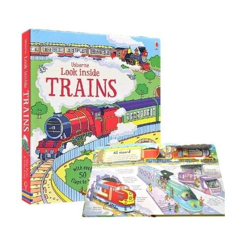 English 3D Usborne Look Inside Trains Picture Book Education Kids Child Cardboard Learn English Word Toys for Children