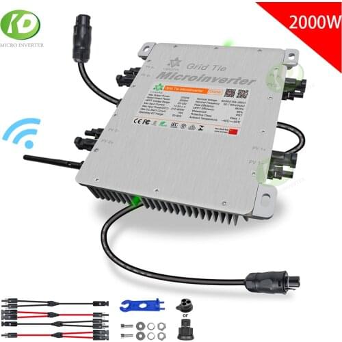 Ship From ES/PL 2000W On Grid Tie Inverter 4MPPT Micro Solar Inverter IP65 2.4G Built In WIFI For 60 72 96 Cells PV Solar Panel