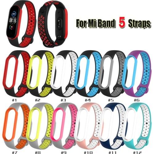 Double Color Silicone Strap For Xiaomi Mi Band 5 Wriststrap Bracelet M5 Strap Bracelet For Xiaomi MiBand5