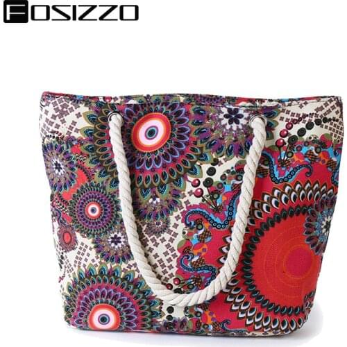 FOSIZZO Womens Beach Bag Canvas Tie dye Women Handmade Leisure Holiday Handbag Elephant Summer Bag 2021Tote Bag FS5317