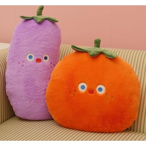 Hot Four Styles Kawaii Stuffed Fruits Plush Pillow Pears Eggplants Persimmons Peaches Plush Toy Home Decor Cute Gifts For Girls
