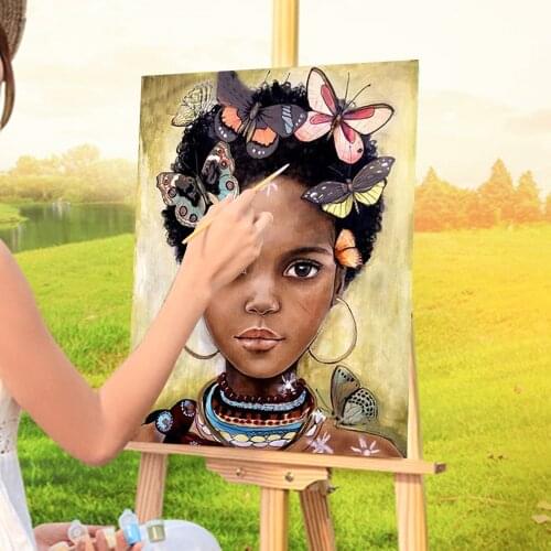 African Woman DIY Paint By Numbers Set Oil Paints 50*70 Picture By Numbers Photo Wall Decoration Crafts For Wholesale