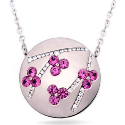 Classic Circular Flower Crystal Pendants Necklace Fashion Jewelry Women Chain Necklace for Girl Friend Party Best Gift