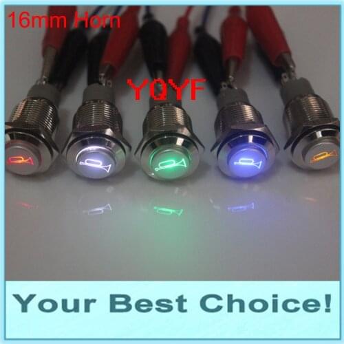 16mm 12V LED Illuminated Car/Automotive Horn Push Button Switch,no wire