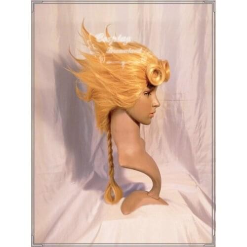 JoJos Bizarre Adventure Giovana Giorno Giovanna Long Straight Golden Blonde Color Cosplay Costume Wig + Cap