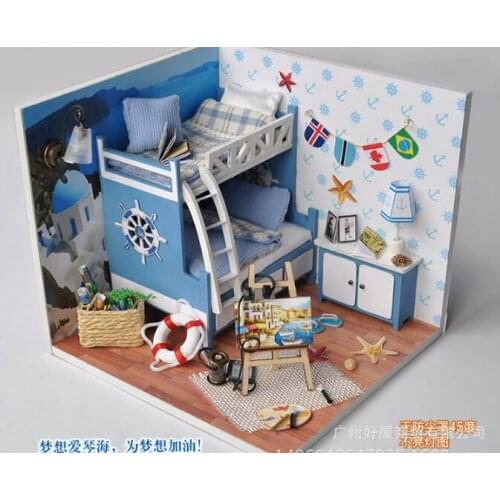 Diy Doll House Miniature 3D Wooden Puzzle Dollhouse Miniaturas Furniture House Doll For Birthday Gift Toys Aegean Sea Tour