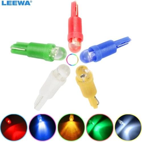 LEEWA 10pcs/lot T5 1 LED Car Auto Interior Dashboard Wedge Lights Lamp Bulb Blue DC12V white,red,green,blue,yellow #CA2185
