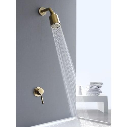 Fashion simplicity brass strong bathroom shower faucet set shower spray set cold hot wall mounted shower valve brushed gold